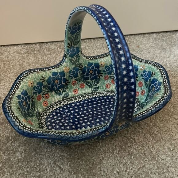 Polish Pottery Basket UNIKAT  #7973 Ceramika Artystyczna Presence of Love LTD ED - Picture 1 of 3
